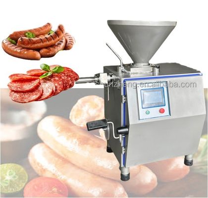 Fully Automatic Sausage Filling Machine Electric Hydraulic Vacuum Stuffer for Chorizo/Ham with Enema Knot-Tying Large Capacity