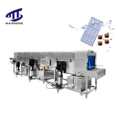 Commercial Automatic Food Tray Cleaning Machine Customized Tunnel Washer Chocolate Mold Washing Machine With Air Blower