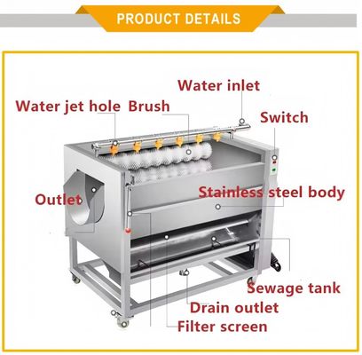 Multi-Functional Industrial Carrot Cleaning Peeler Beetroot Washing Peeling Machine for Vegetable Processing Plant